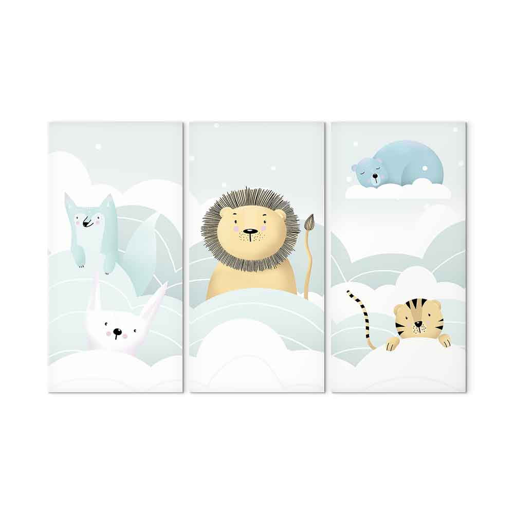 Fairy-Tale Zoo Animals Fantasy Canvas Print (3 Parts)