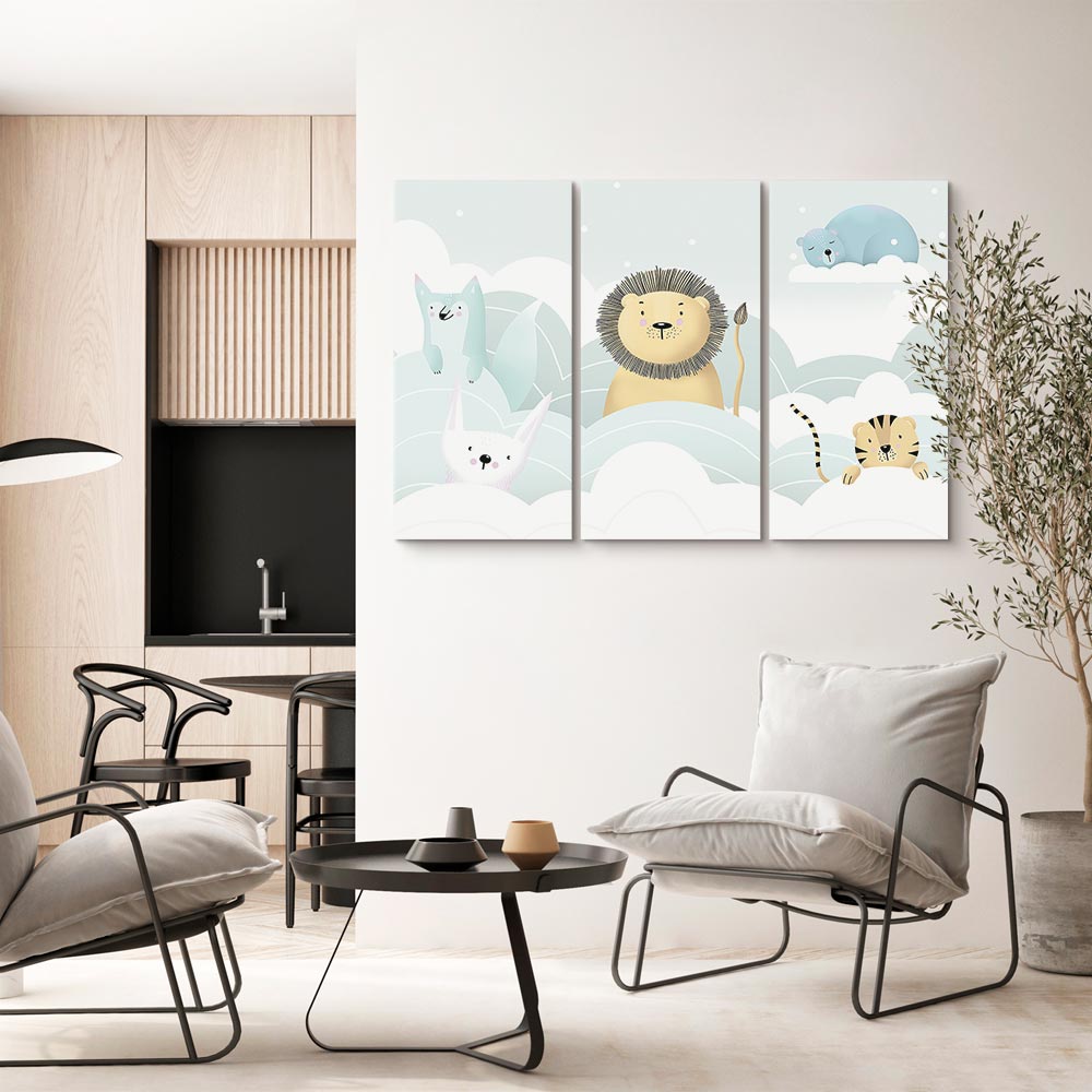 Fairy-Tale Zoo Animals Fantasy Canvas Print (3 Parts)