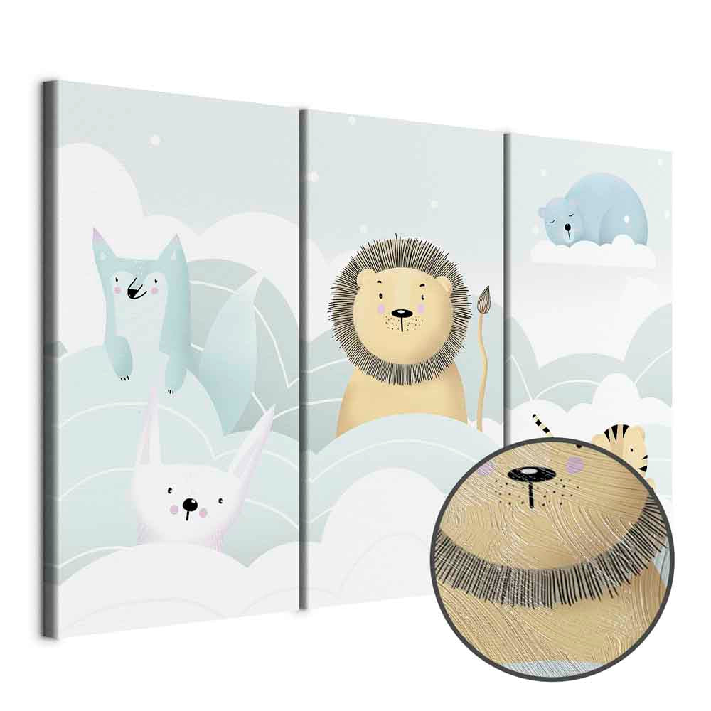 Fairy-Tale Zoo Animals Fantasy Canvas Print (3 Parts)