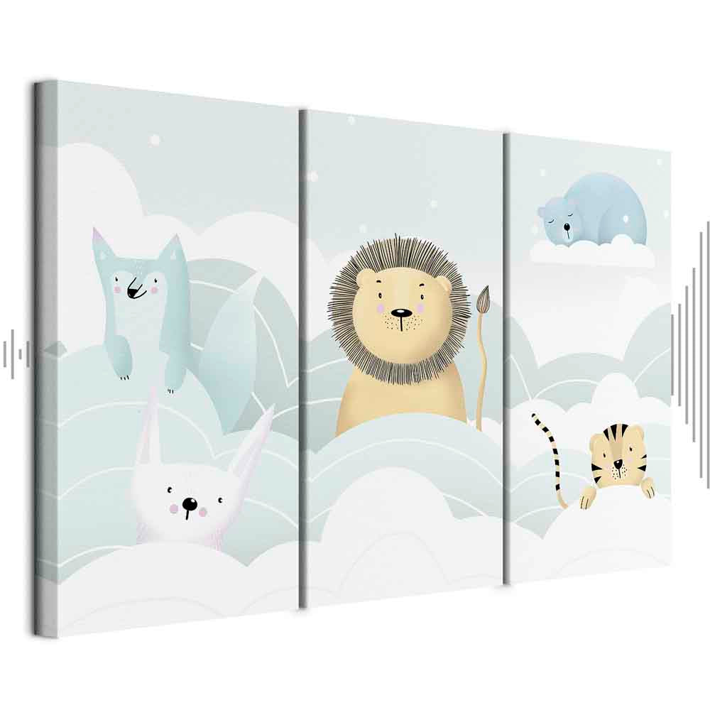 Fairy-Tale Zoo Animals Fantasy Canvas Print (3 Parts)