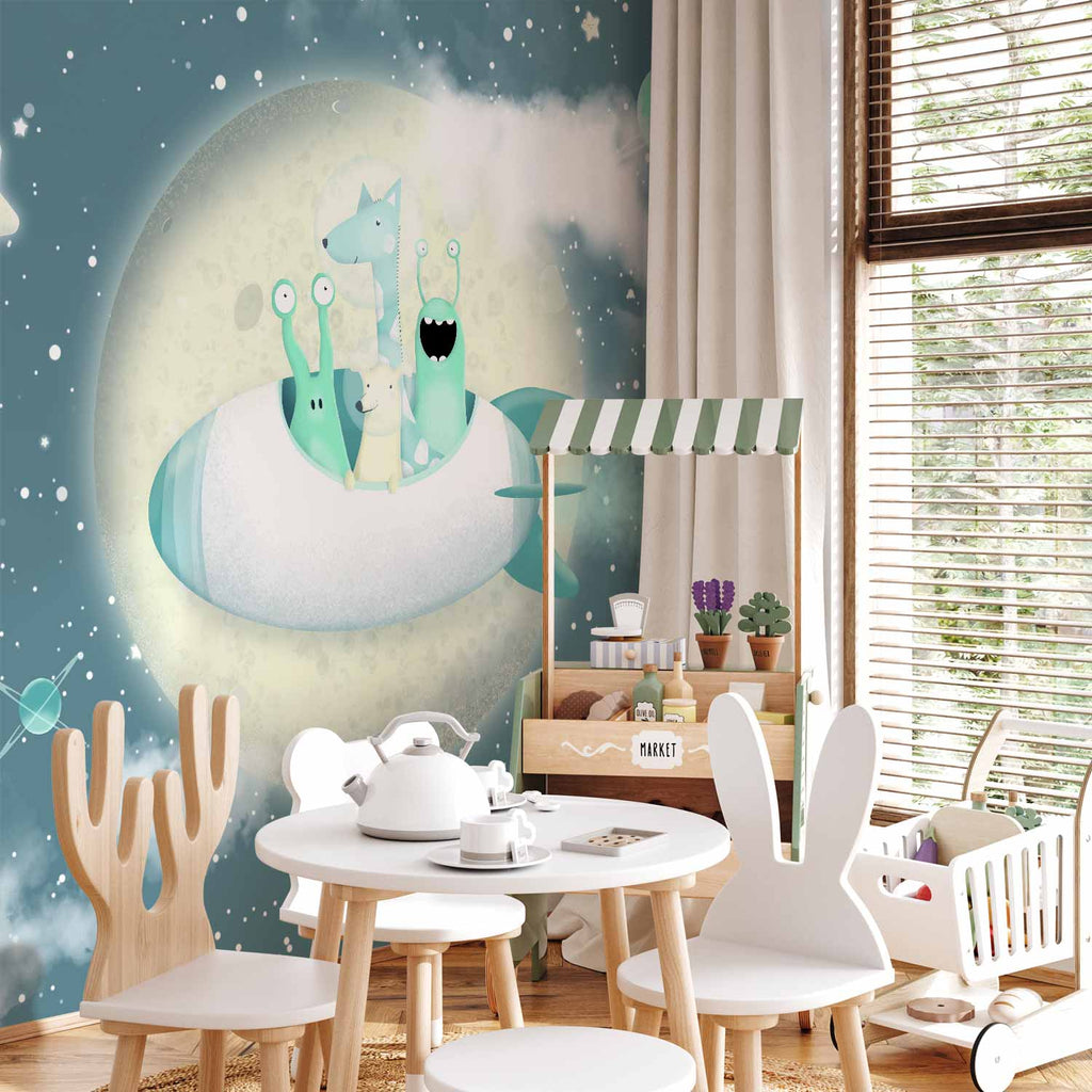 Space Adventure Rocket Planets Wall Mural