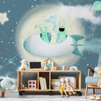 Space Adventure Rocket Planets Wall Mural