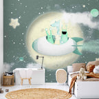 Space Rocket Planets Stars Wall Mural