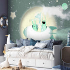 Space Rocket Planets Stars Wall Mural