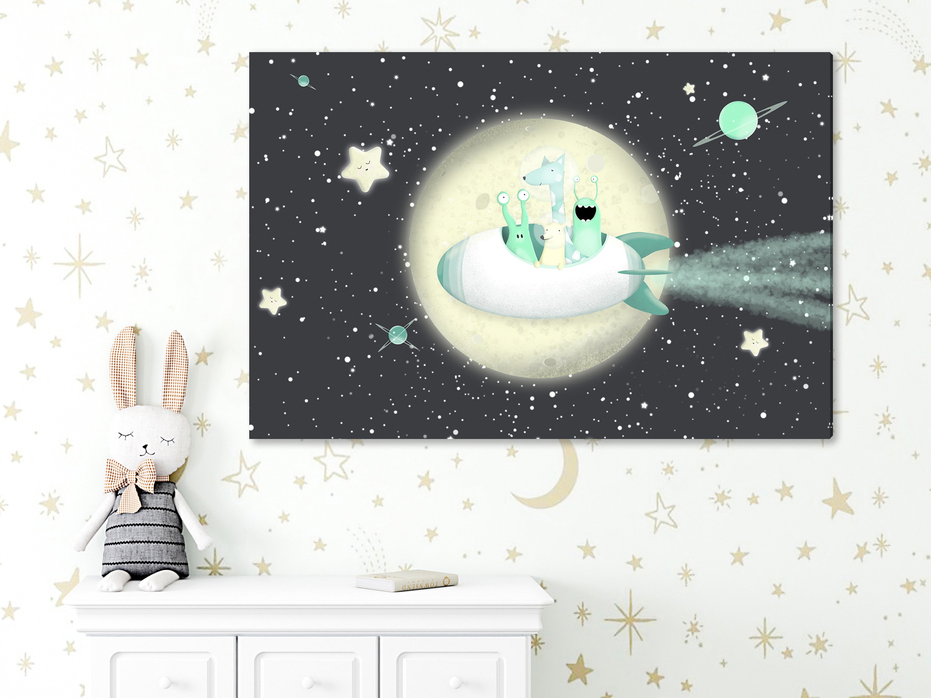 Canvas Print Rocket Crew Wide for Children