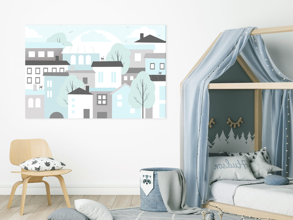 Canvas Print Colorful Town Wide 1 Part