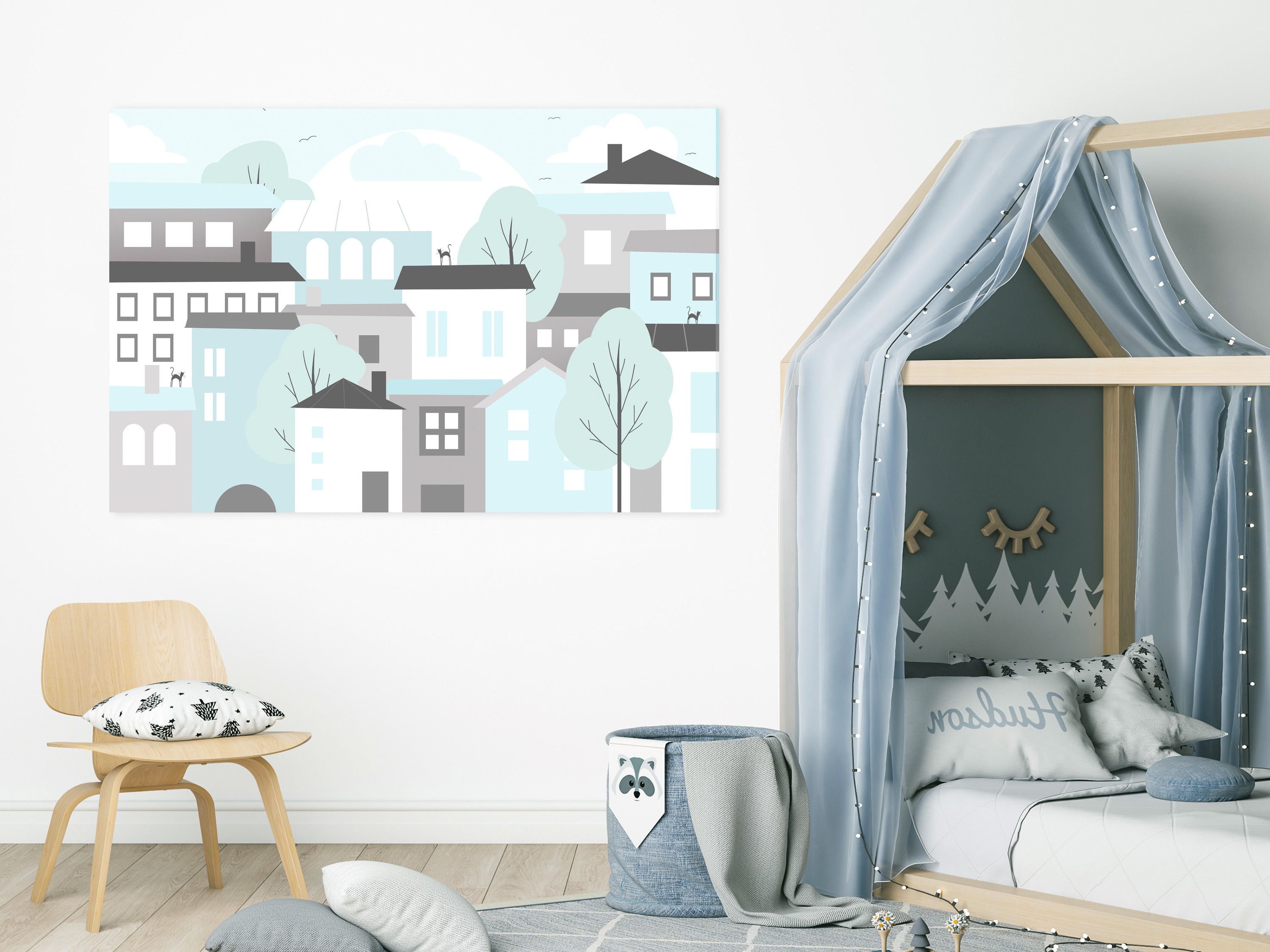 Canvas Print Colorful Town Wide 1 Part