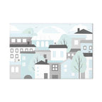 Colorful Town Skyline Wide Canvas Print