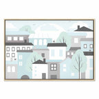 Colorful Town Skyline Wide Canvas Print