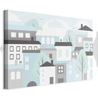 Colorful Town Skyline Wide Canvas Print