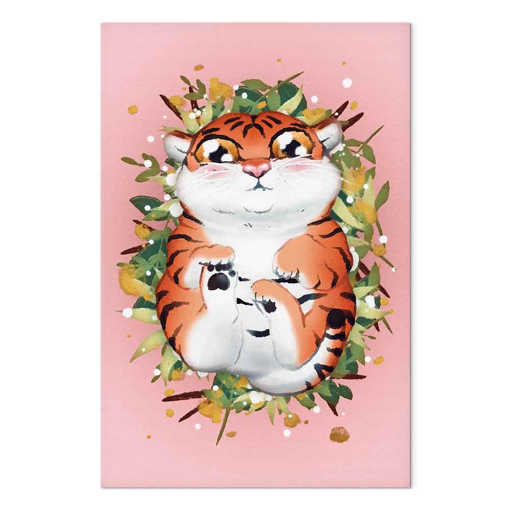 Tigger on Grass Cartoon Vertical Canvas Print