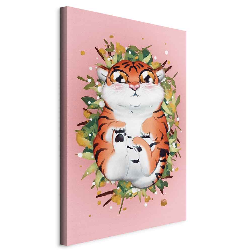 Tigger on Grass Cartoon Vertical Canvas Print