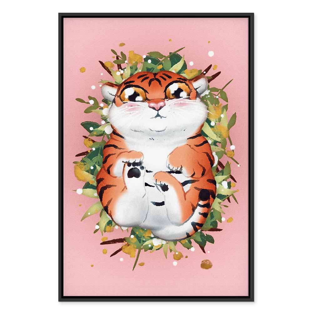 Tigger on Grass Cartoon Vertical Canvas Print