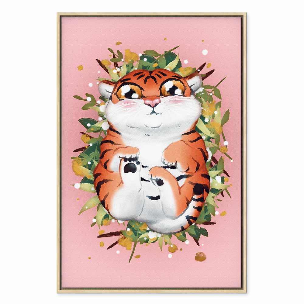 Tigger on Grass Cartoon Vertical Canvas Print