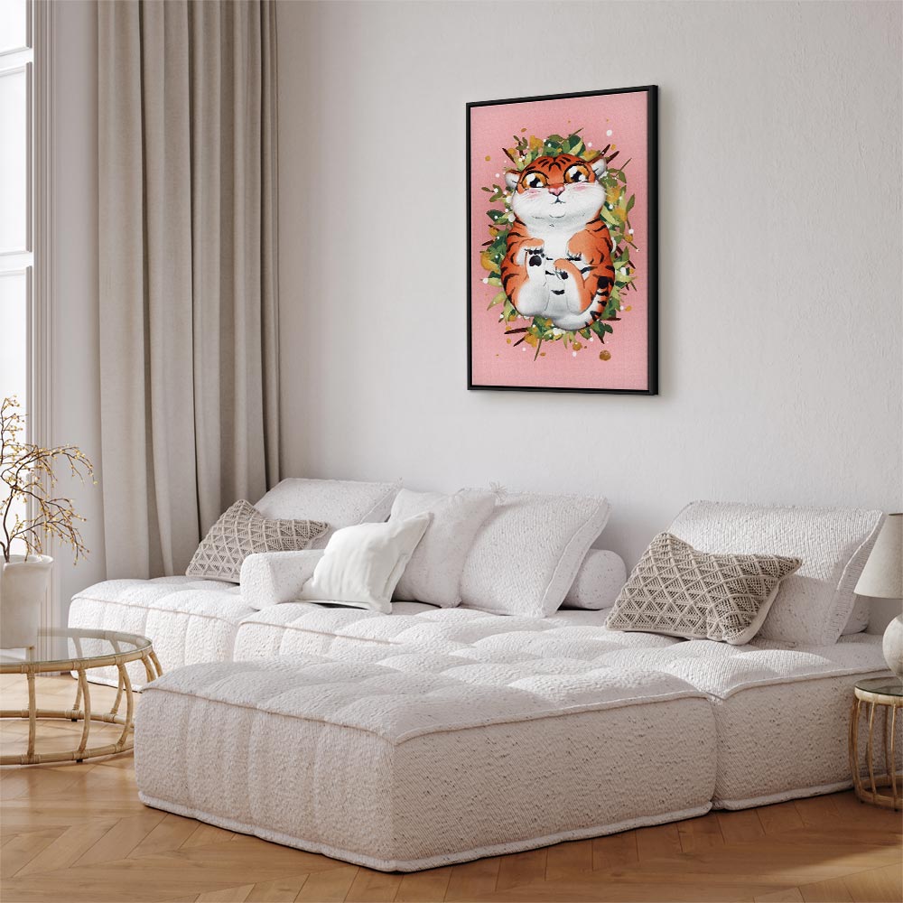 Tigger on Grass Cartoon Vertical Canvas Print