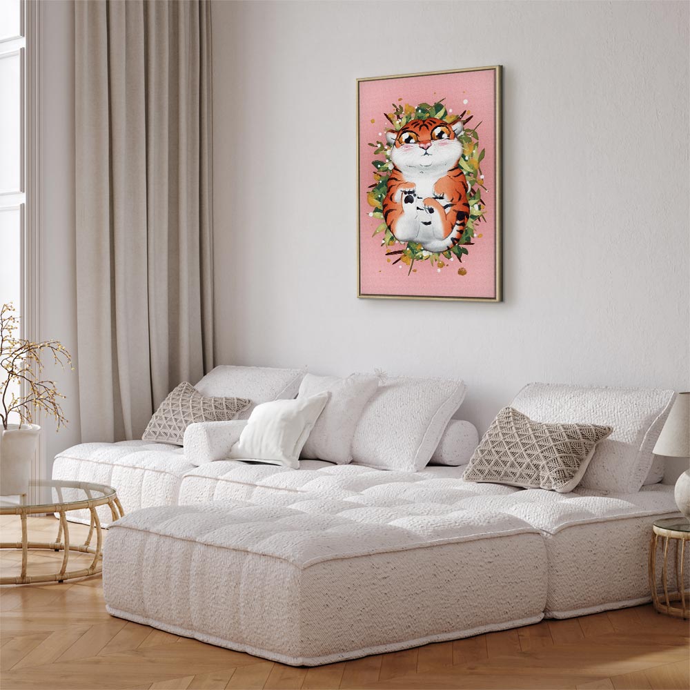 Tigger on Grass Cartoon Vertical Canvas Print