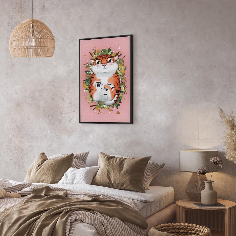 Tigger on Grass Cartoon Vertical Canvas Print