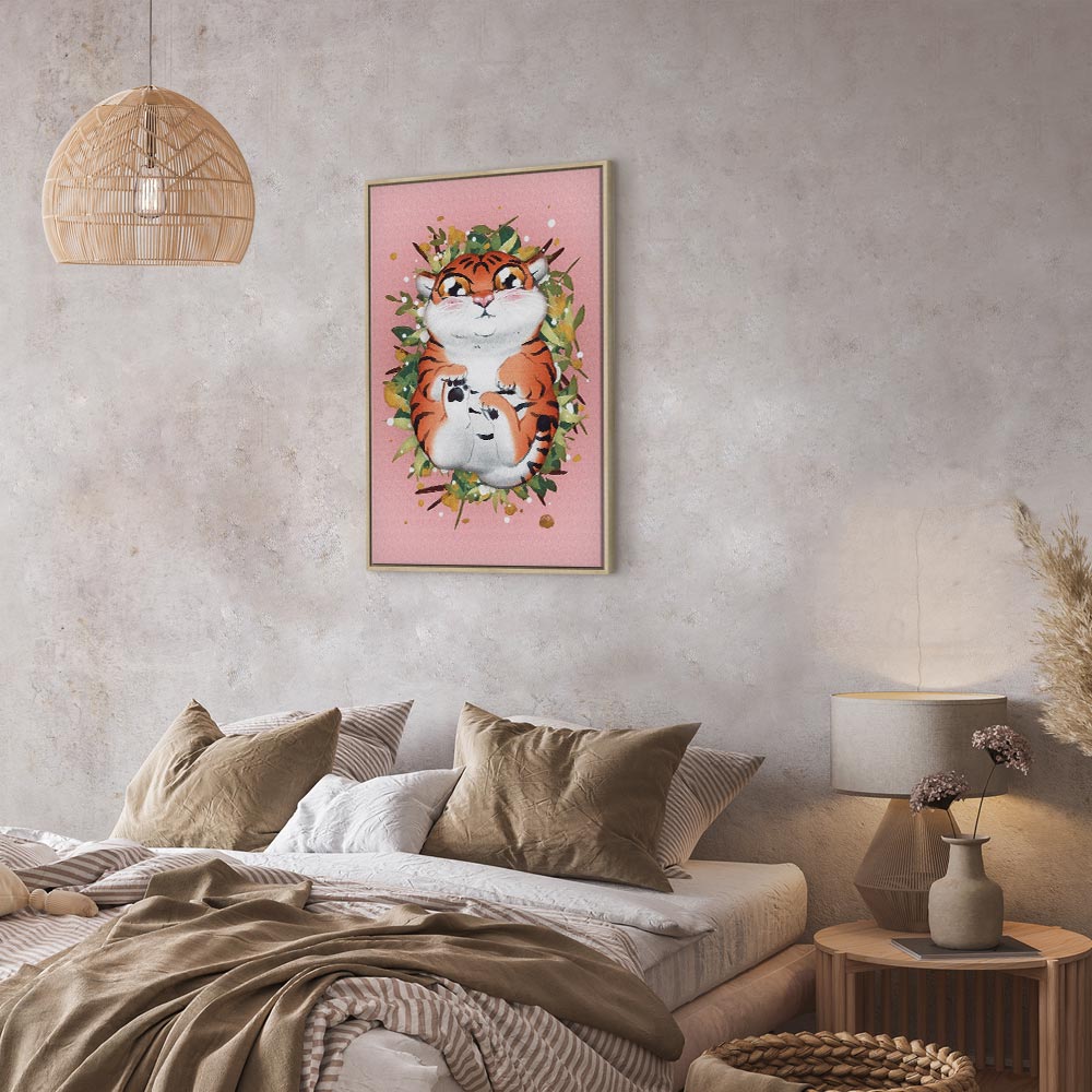 Tigger on Grass Cartoon Vertical Canvas Print