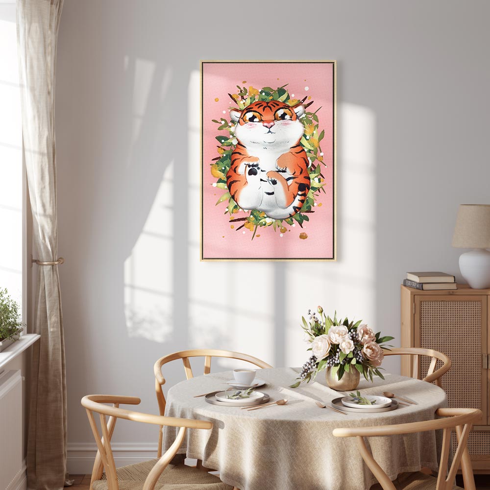 Tigger on Grass Cartoon Vertical Canvas Print