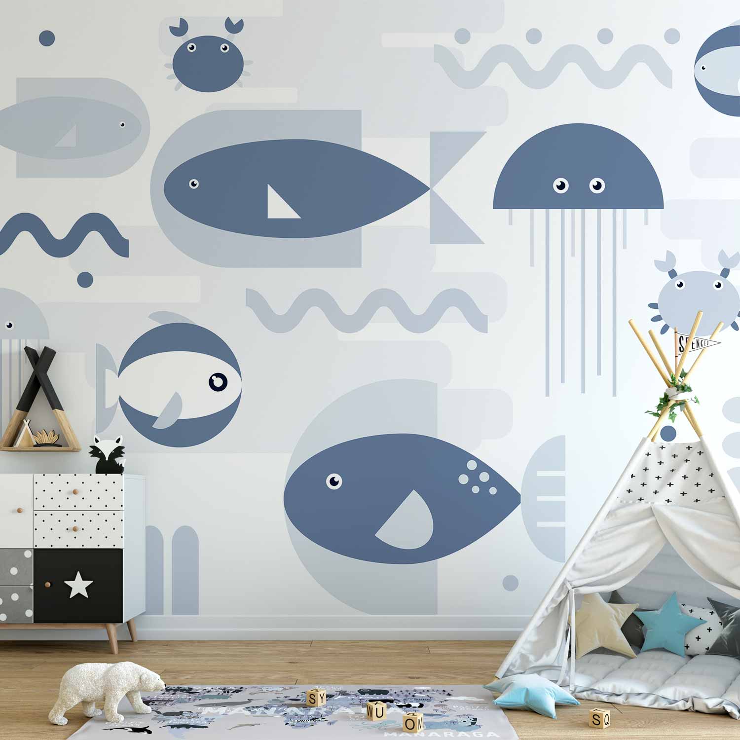 Wall Mural: Minimalist Ocean for Kids