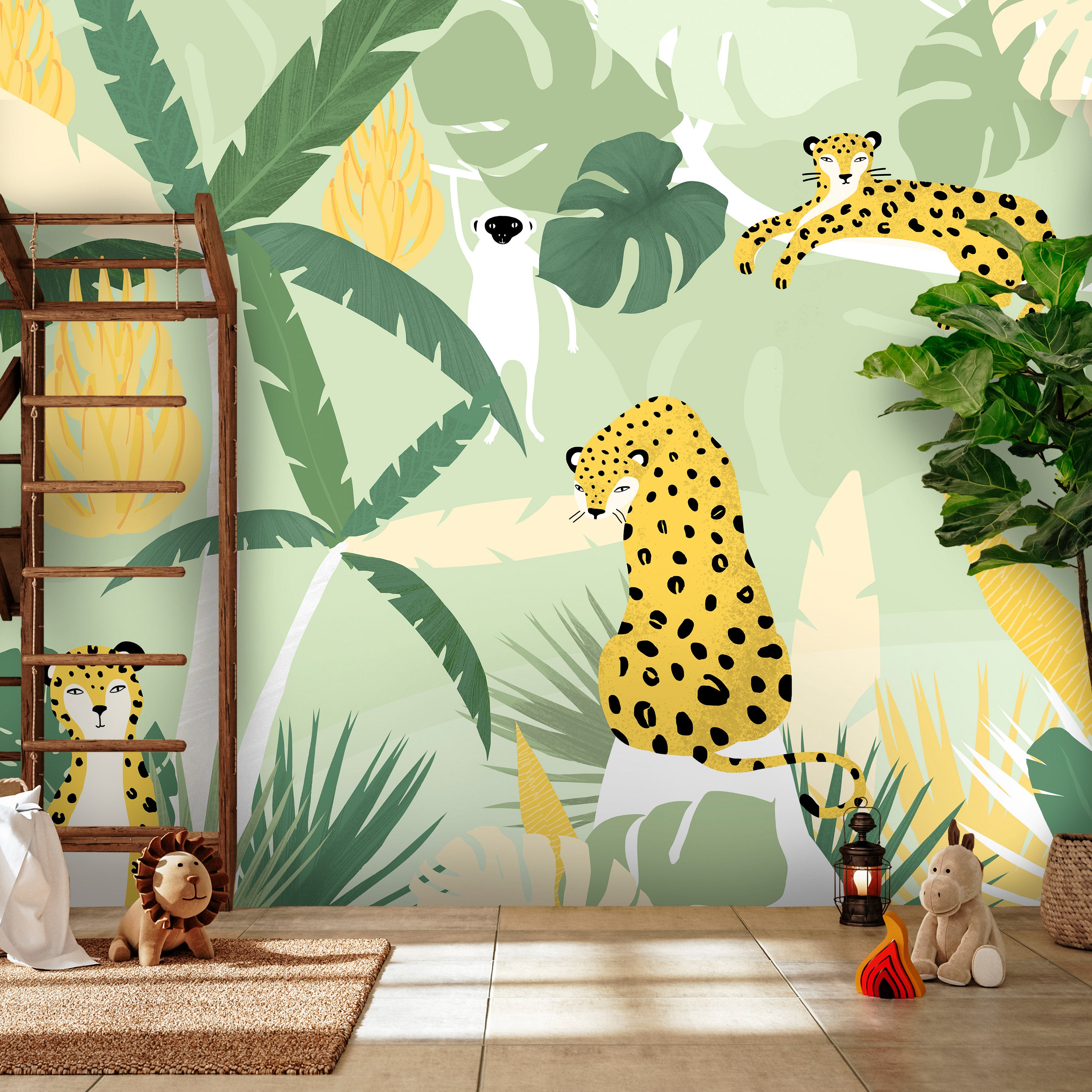 Wall Mural - Cheetahs in the jungle - landscape with animals in the tropics for children