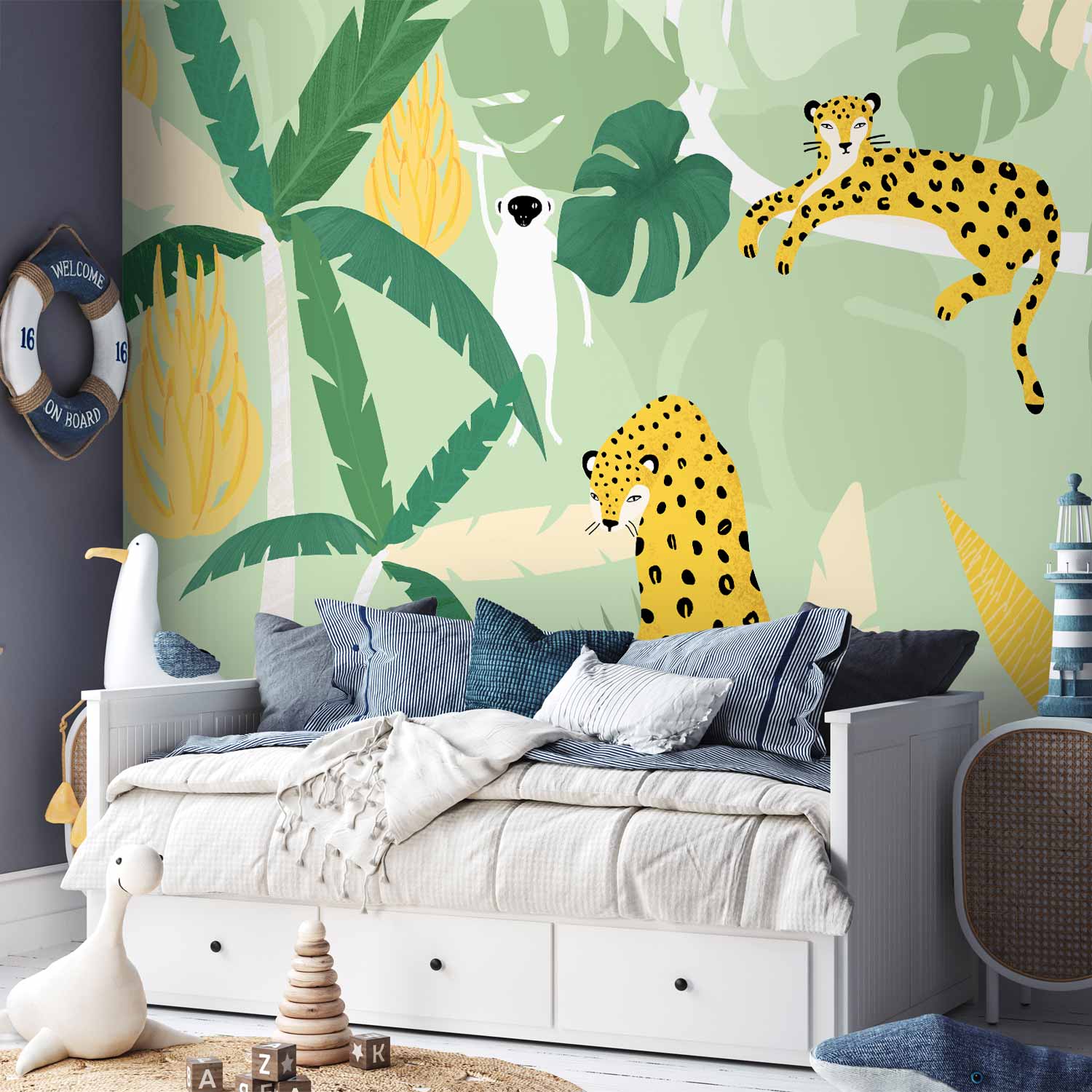 Cheetahs in Jungle Tropical Landscape Wall Mural