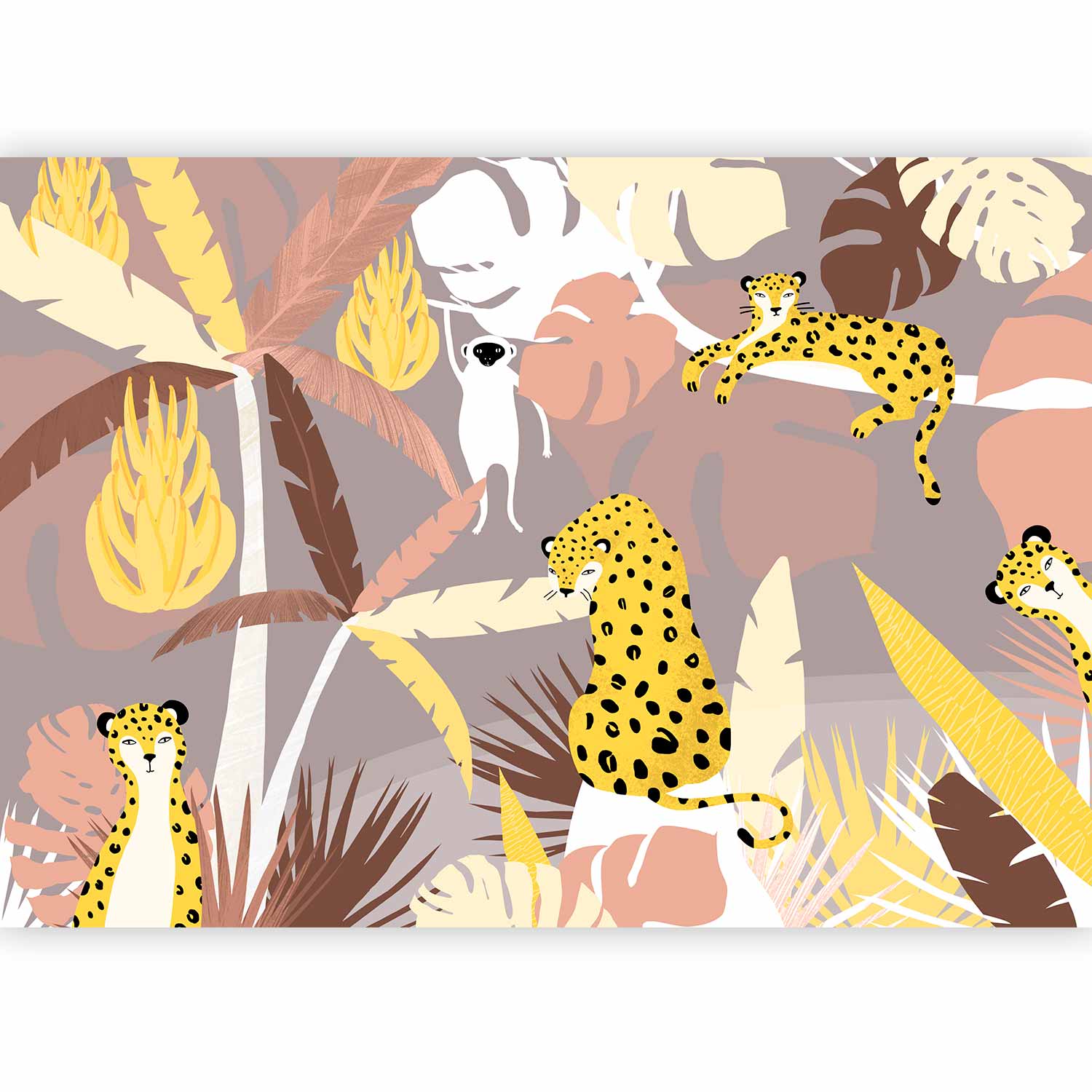 Wall Mural - Cheetahs in the jungle - landscape with exotic animals with palm trees for children