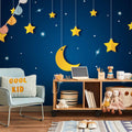 Night Skyline Stars and Moon Children's Wall Mural