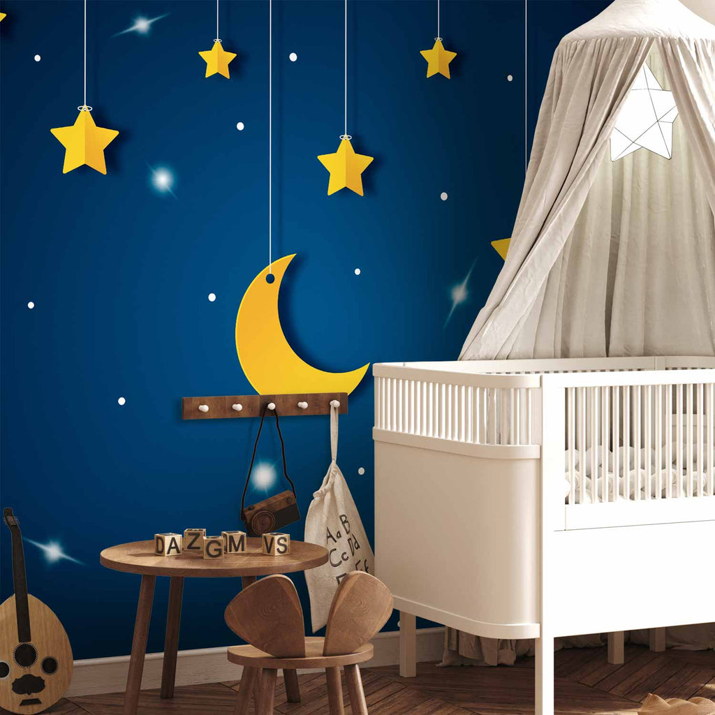 Night Skyline Stars and Moon Children's Wall Mural
