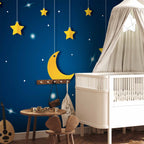 Night Skyline Stars and Moon Children's Wall Mural