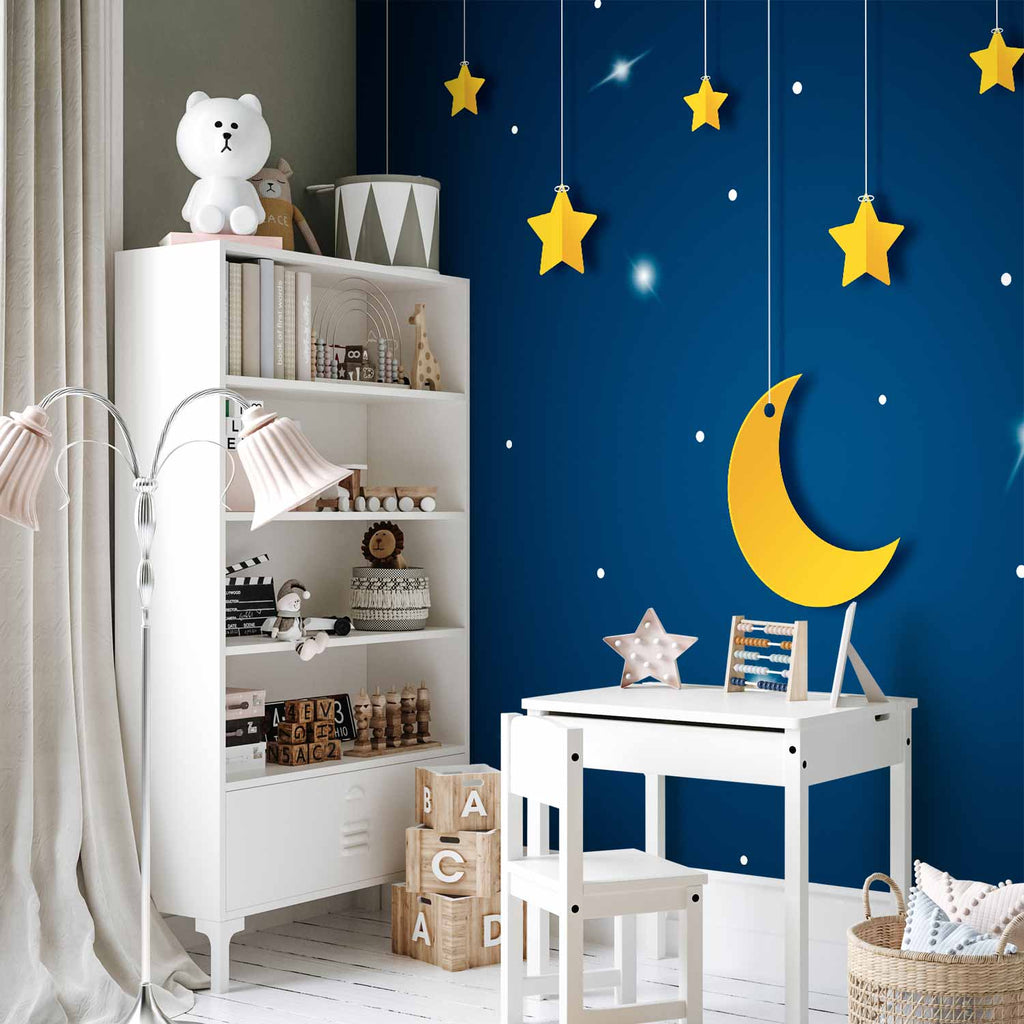 Night Skyline Stars and Moon Children's Wall Mural