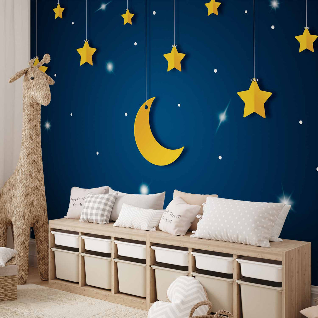 Night Skyline Stars and Moon Children's Wall Mural