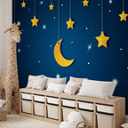 Night Skyline Stars and Moon Children's Wall Mural