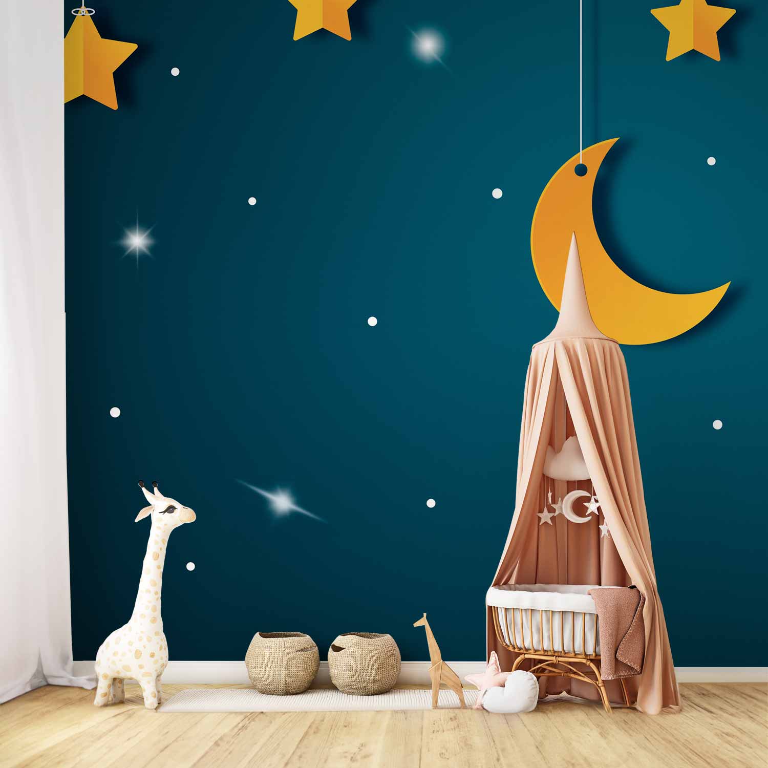 Wall Mural Skyline Turquoise Night Sky for Children