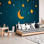 Turquoise Skyline Night Sky Stars Wall Mural