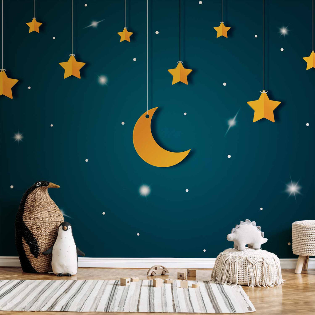 Turquoise Skyline Night Sky Stars Wall Mural