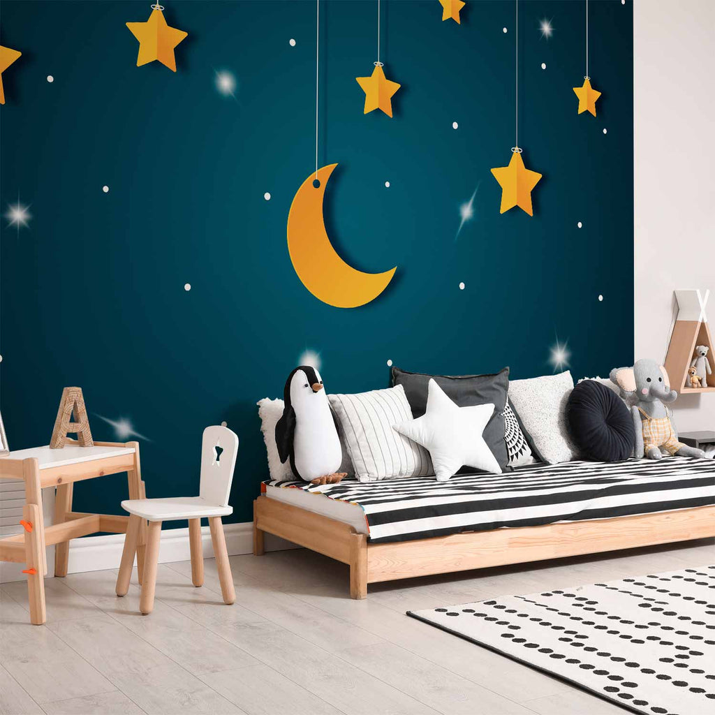 Turquoise Skyline Night Sky Stars Wall Mural