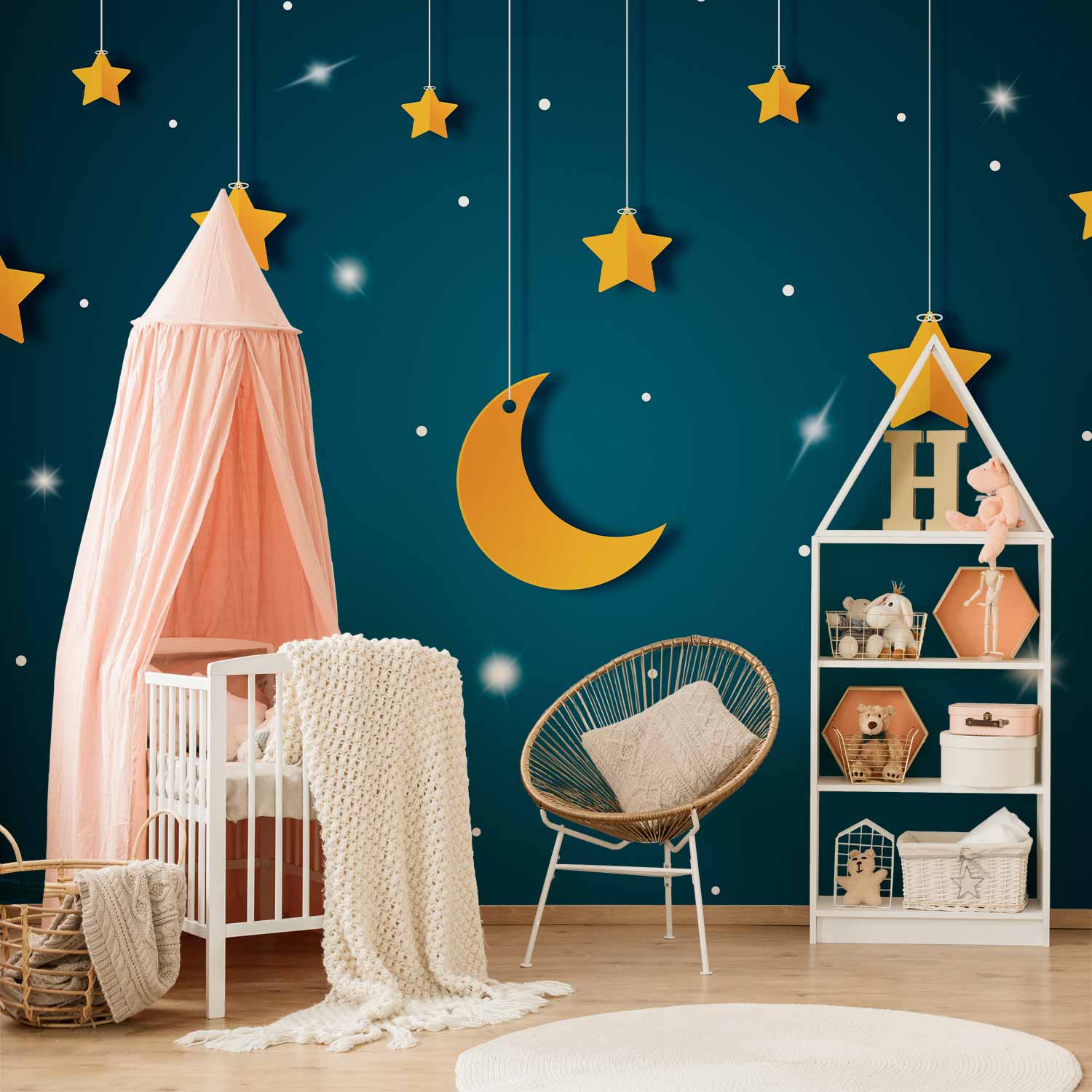 Turquoise Skyline Night Sky Stars Wall Mural
