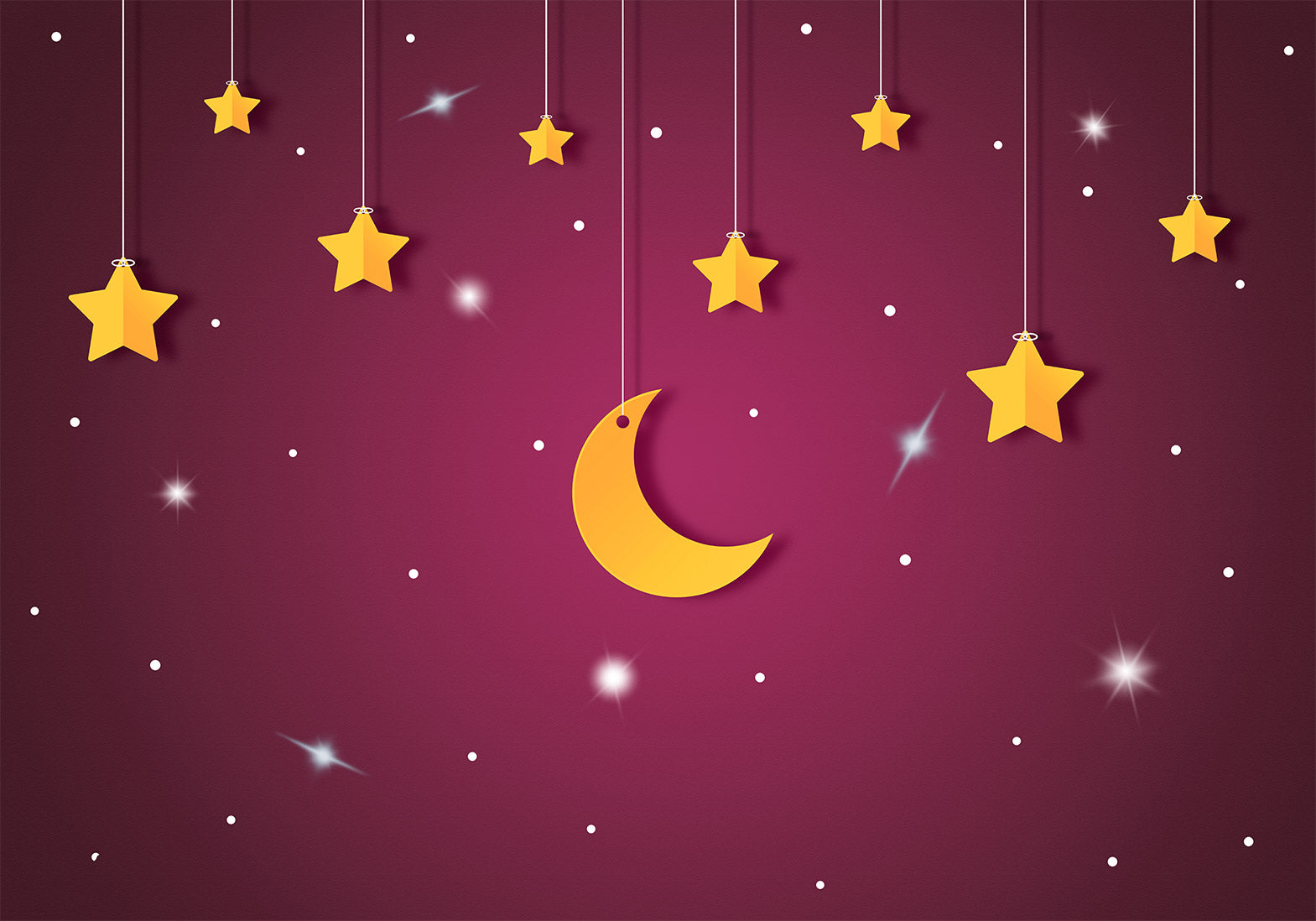 Wandbild – Skyline – violette Nachthimmellandschaft mit Sternen für Kinder