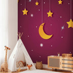 Violet Night Skyline Stars Wall Mural