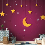 Violet Night Skyline Stars Wall Mural