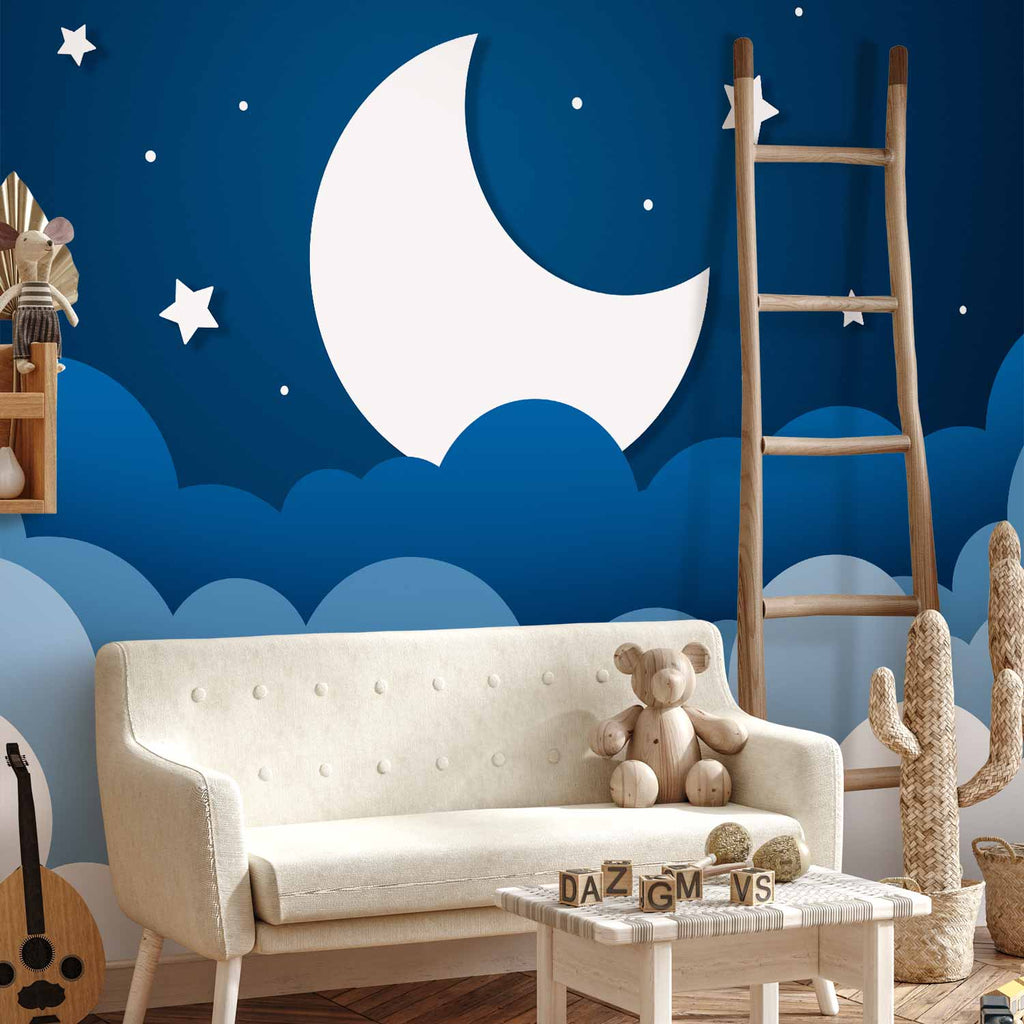 Moon and Clouds Night Sky Children's Wall Mural