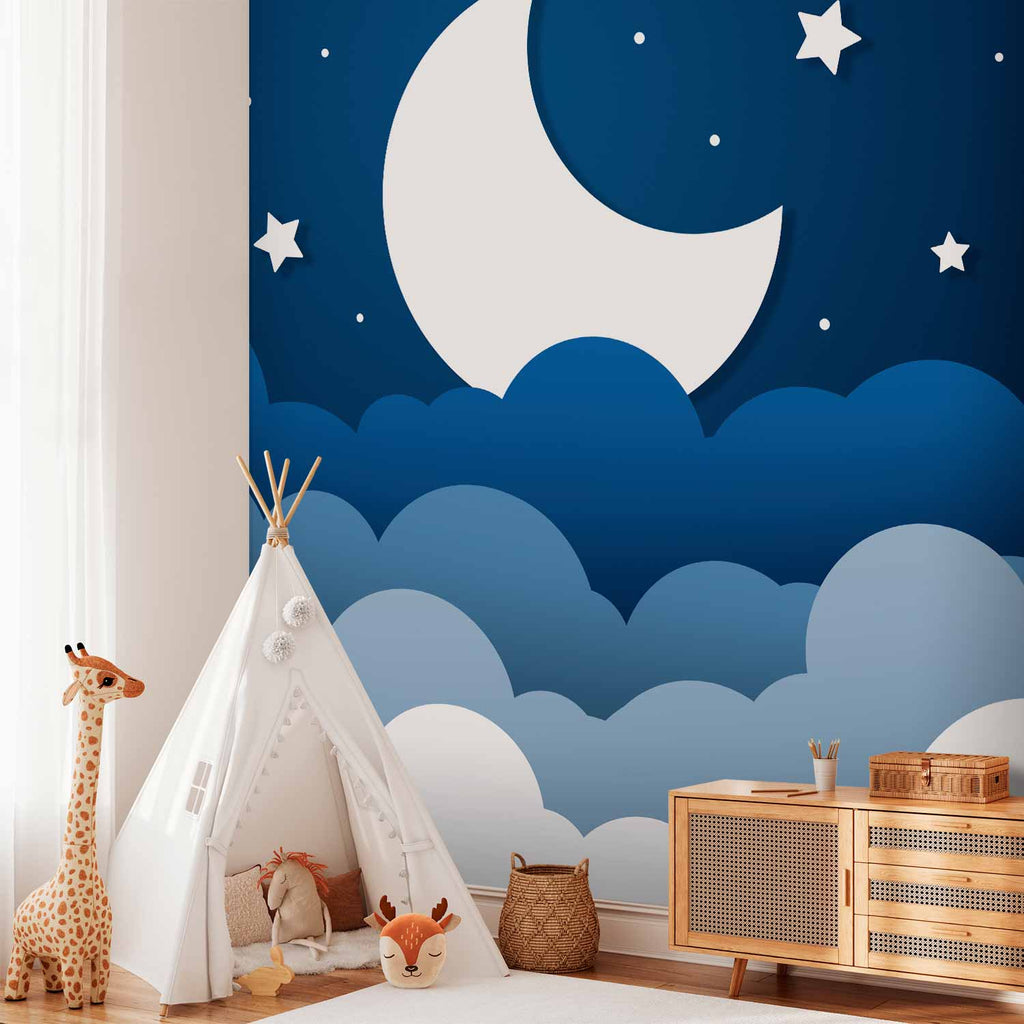 Moon and Clouds Night Sky Children's Wall Mural