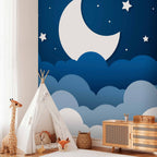 Moon and Clouds Night Sky Children's Wall Mural