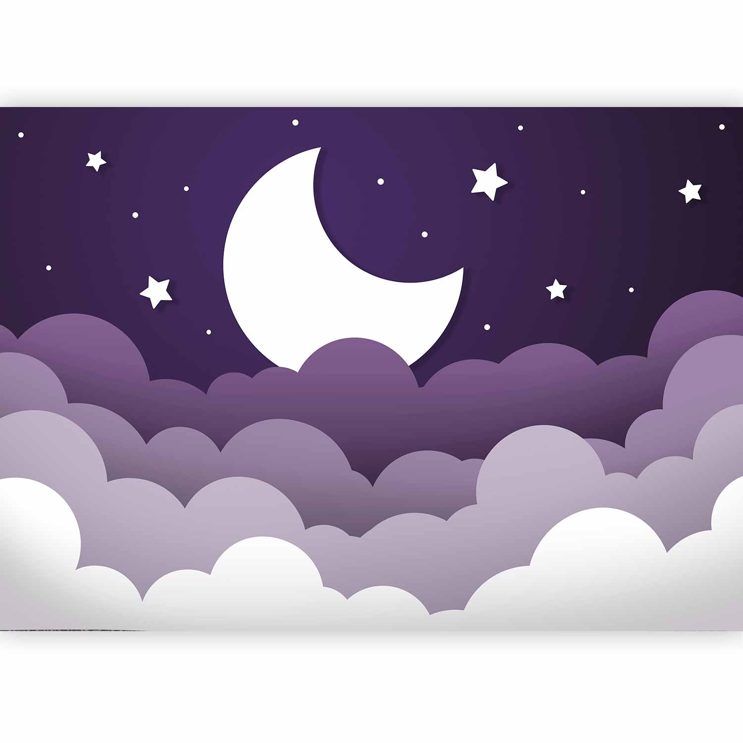 Wall Mural Moon Dream: Clouds in Purple Sky for Children