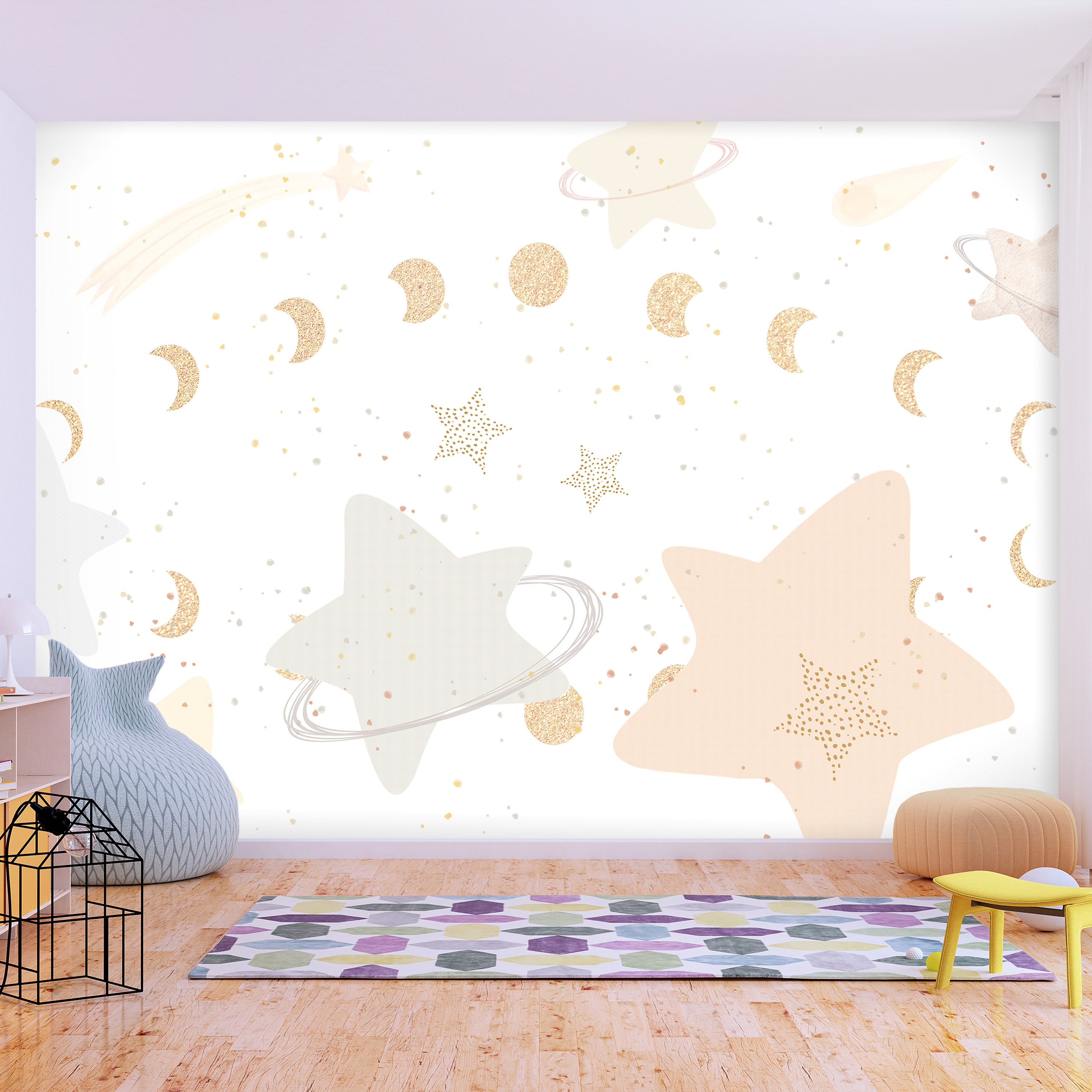Wall Mural Phases of the Moon Among Stardust for Children