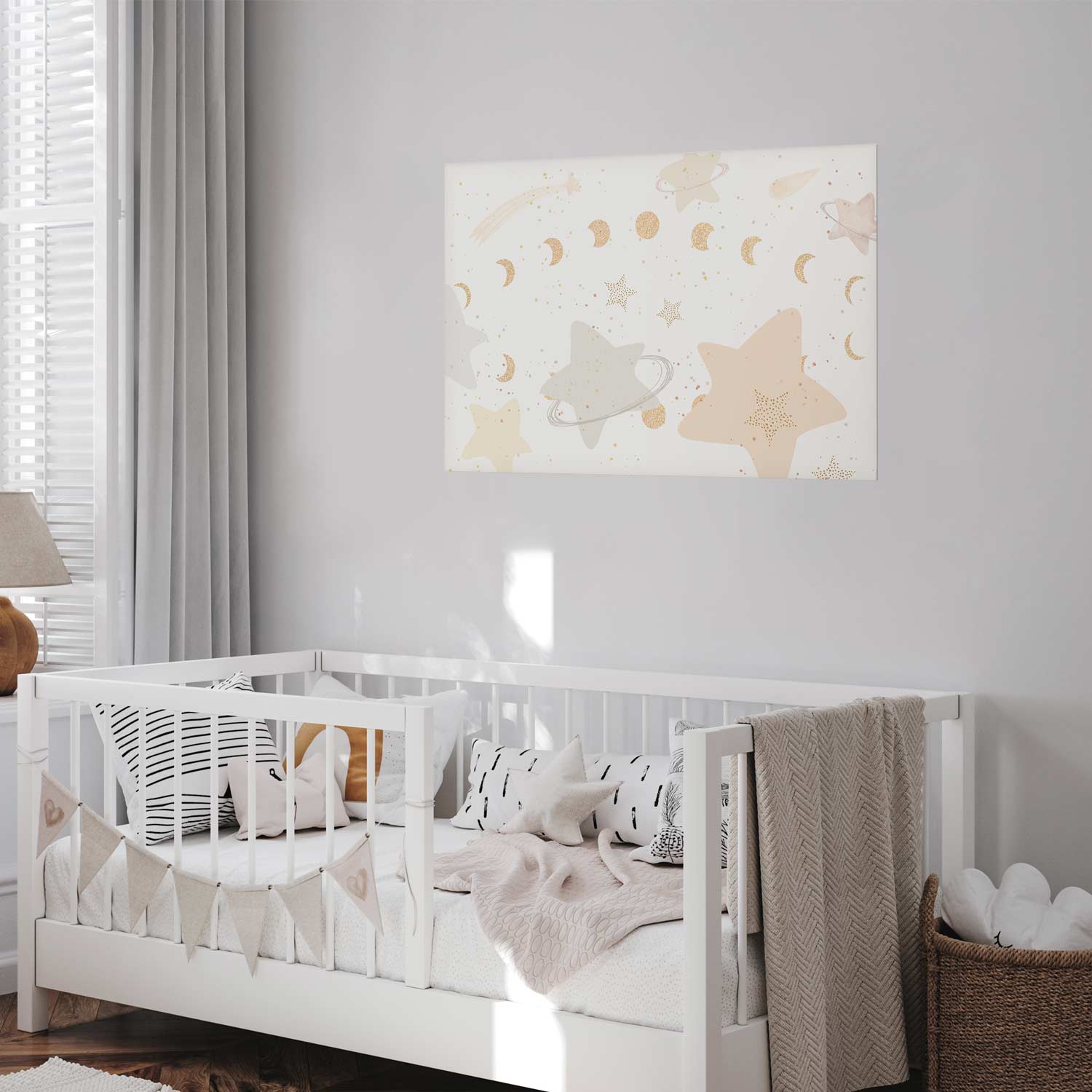 Moon and Stars Beige Kids Poster
