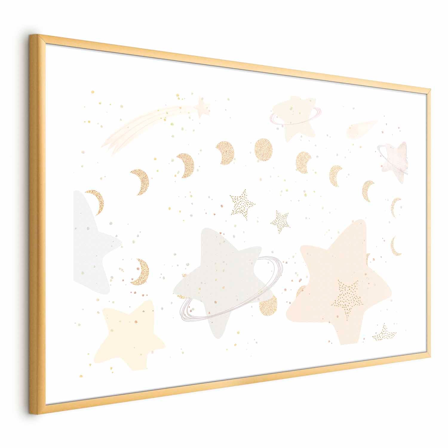 Moon and Stars Beige Kids Poster