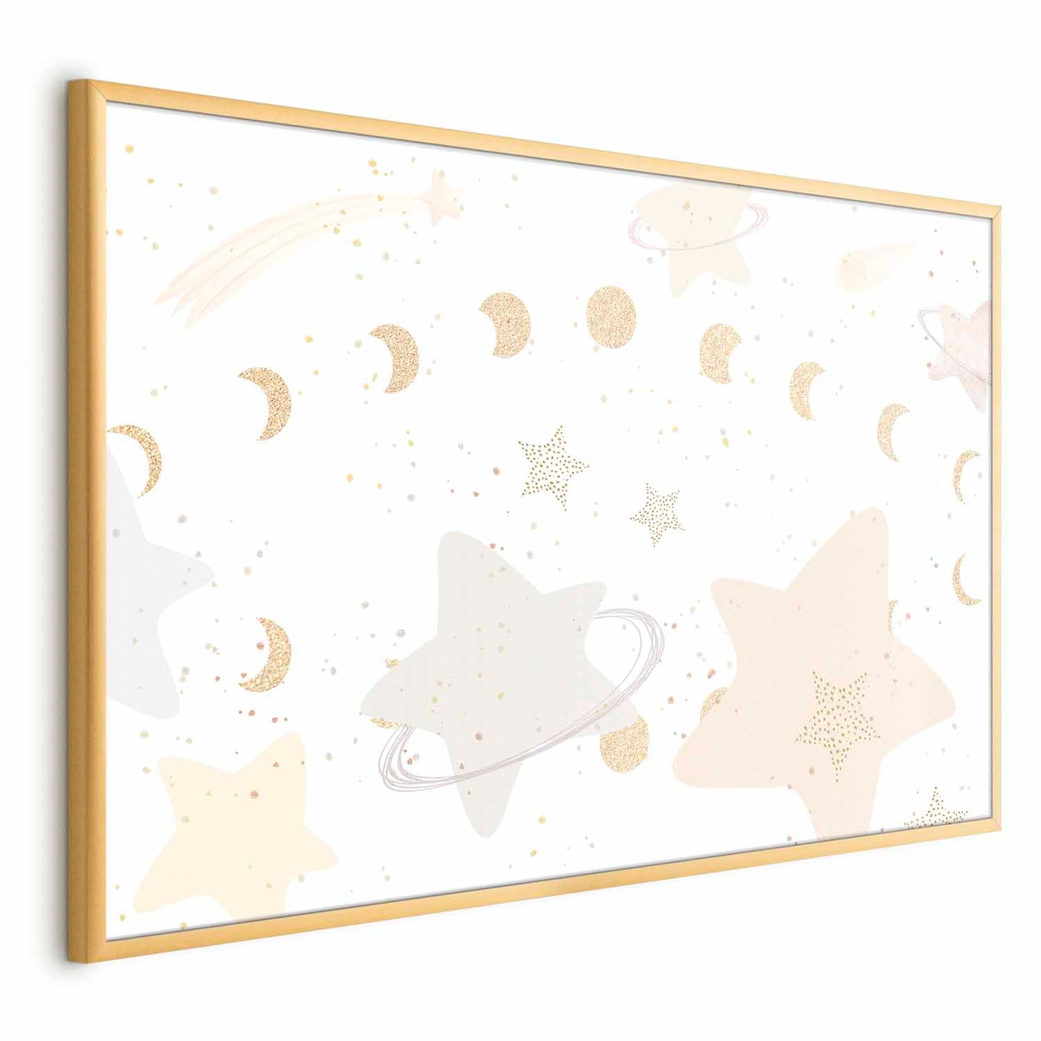 Moon and Stars Beige Kids Poster