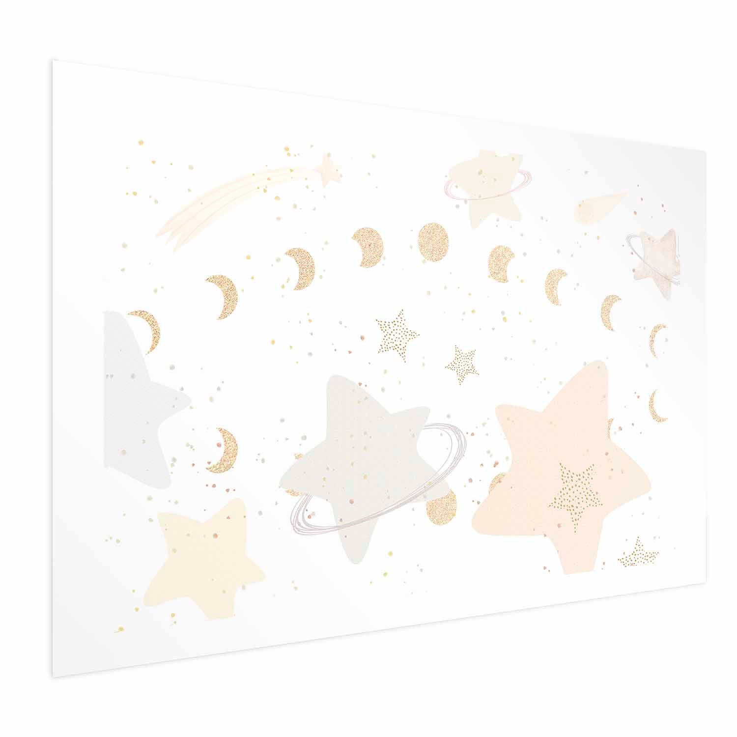 Moon and Stars Beige Kids Poster